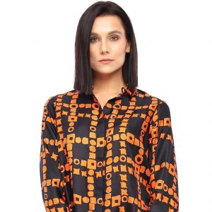 Seidenbluse schwarz terracotta