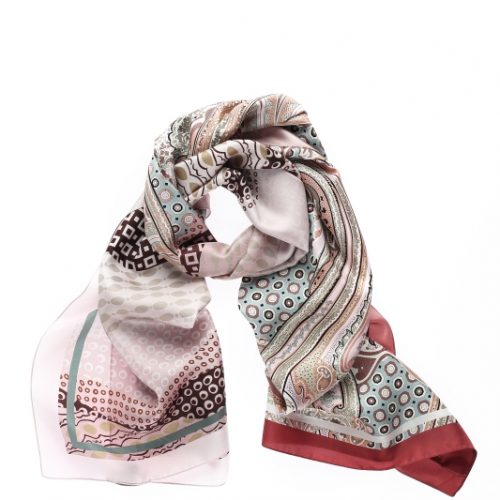 Gemusterter, mauvefarbener Seidenschal