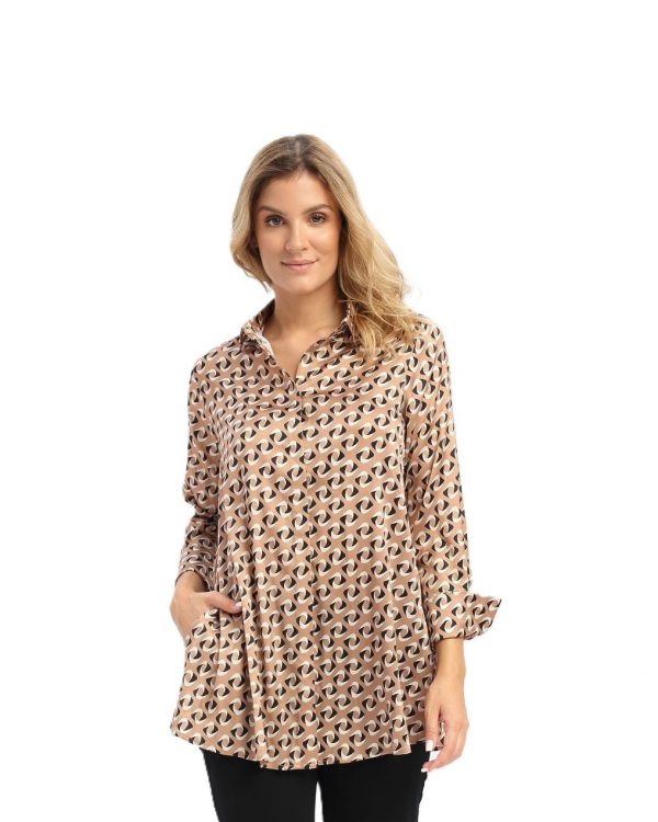 Seidenbluse Lauren muskat und kitt