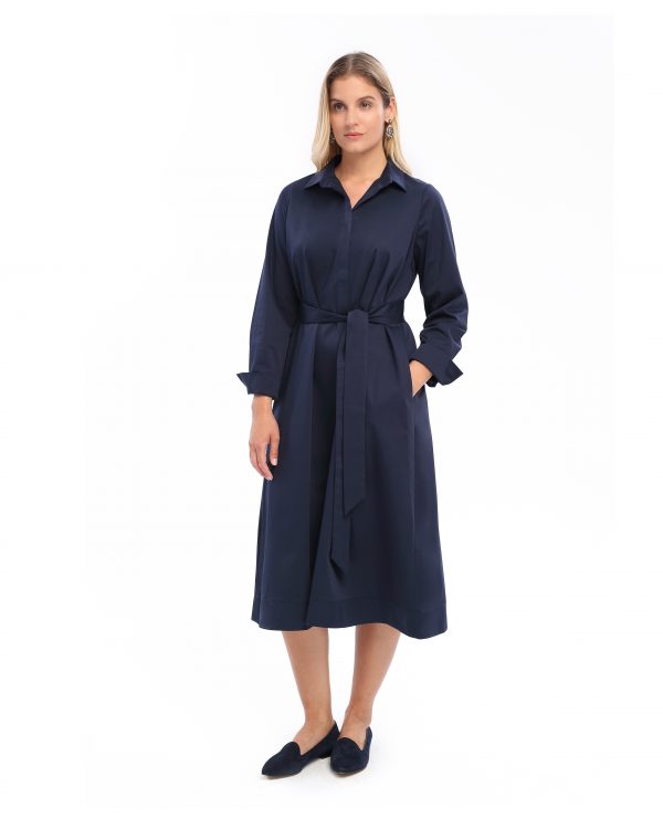 Mittellanges Kleid in marineblau