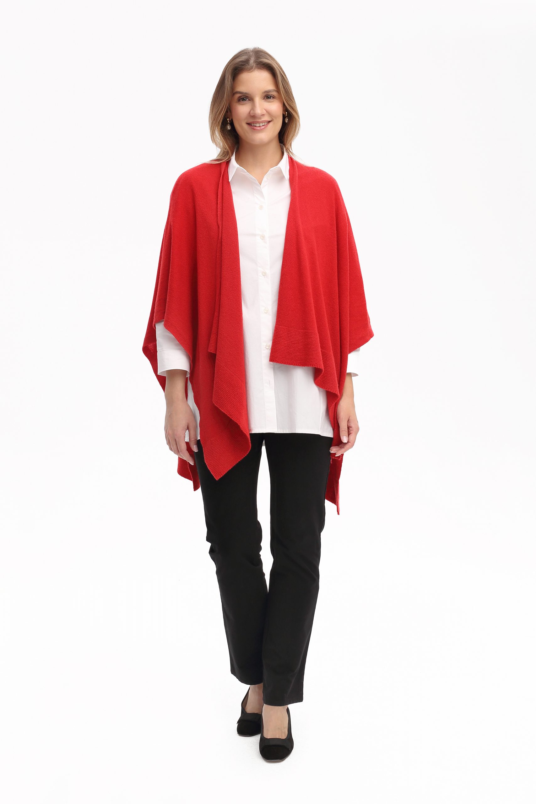 Gestricktes Cape in rot