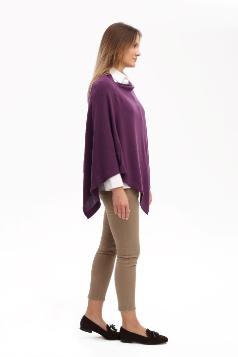 Poncho aus Italien in aubergine