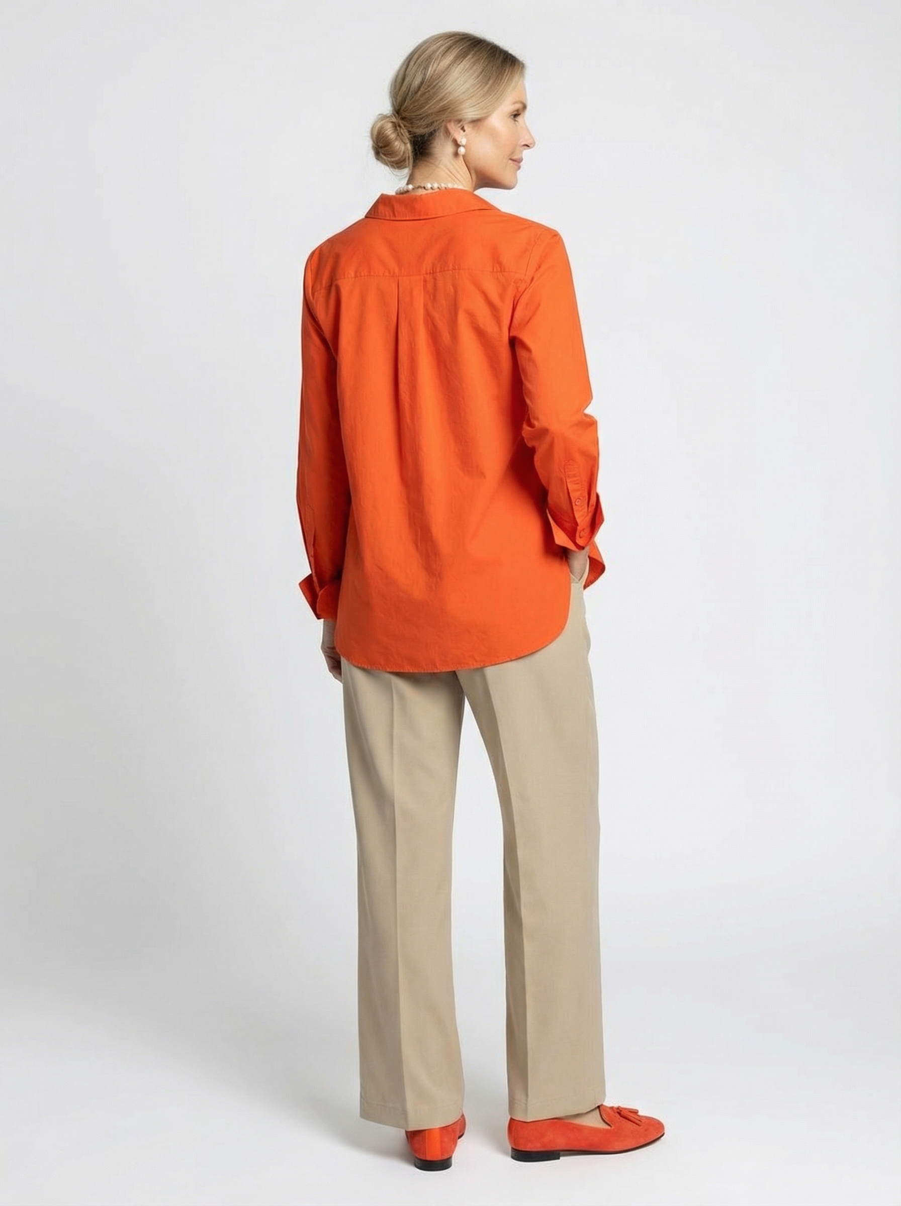 Orange Baumwollbluse mit ELasthan