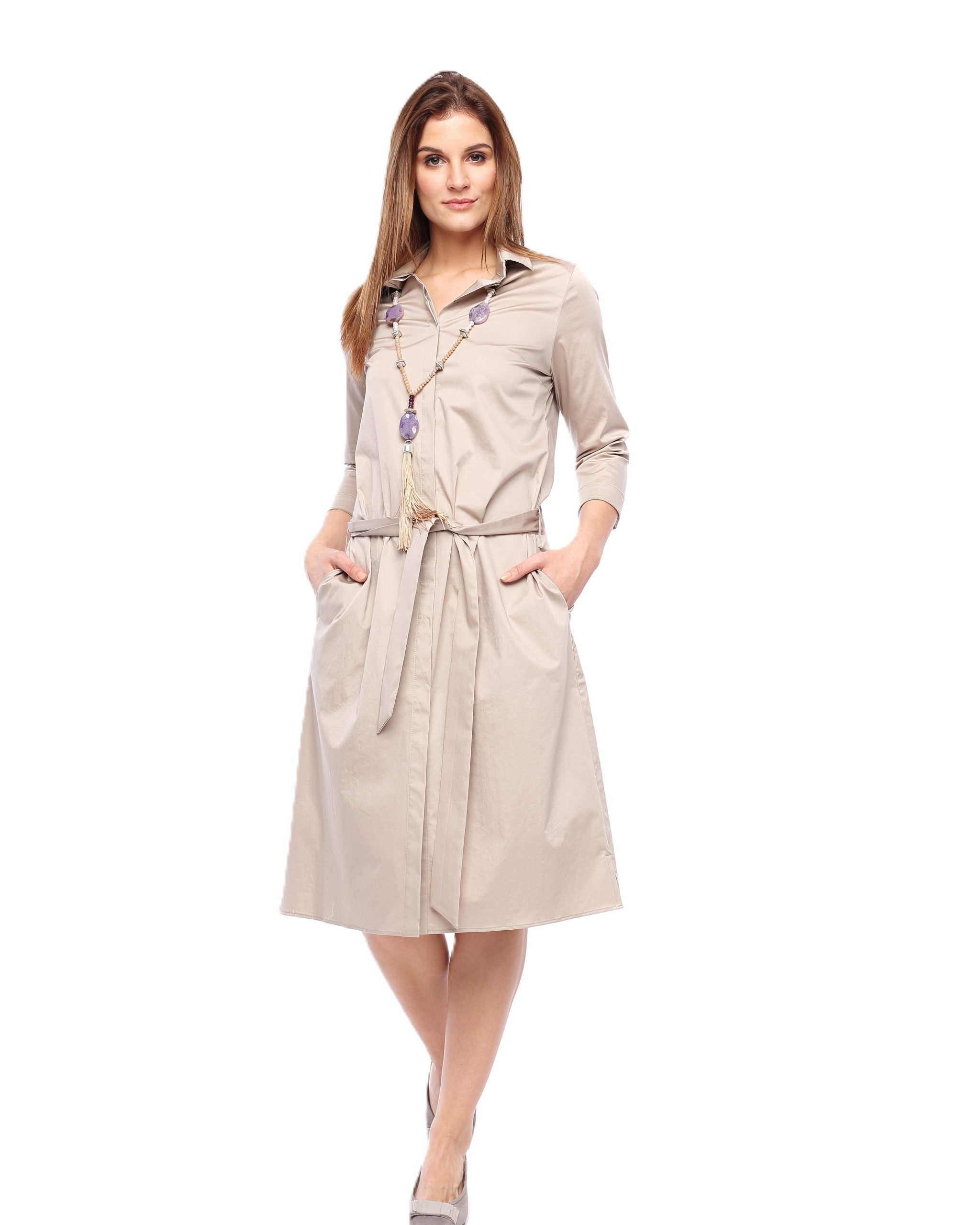Klassisches Hemdblusenkleid in taupe