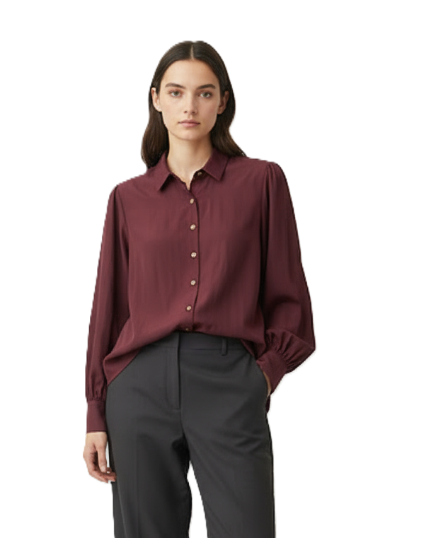 Barolofarbene Baumwollbluse Sisi